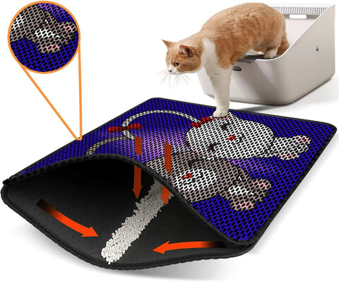 Covoras litiera pentru colectarea granulelor de nisip, Paws & Whiskers, Nrszn0086, 50% PVC/50% poliester, Multicolor