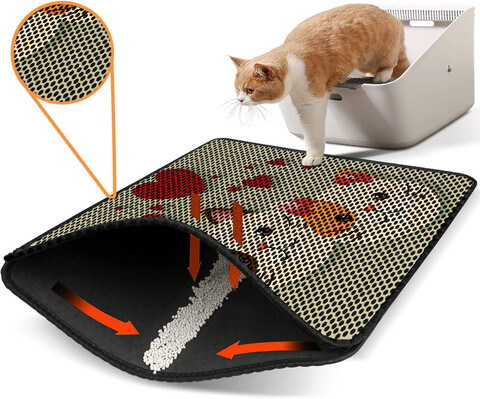 Covoras litiera pentru colectarea granulelor de nisip, Paws & Whiskers, Nrszn0087, 50% PVC/50% poliester, Multicolor