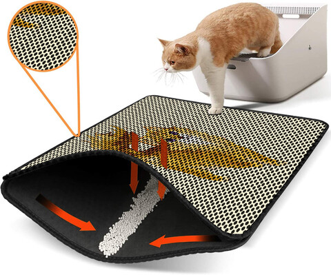 Covoras litiera pentru colectarea granulelor de nisip, Paws & Whiskers, Nrszn0091, 50% PVC/50% poliester, Multicolor