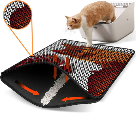 Covoras litiera pentru colectarea granulelor de nisip, Paws & Whiskers, Nrszn0093, 50% PVC/50% poliester, Multicolor