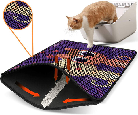 Covoras litiera pentru colectarea granulelor de nisip, Paws & Whiskers, Nrszn0095, 50% PVC/50% poliester, Multicolor