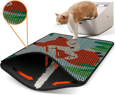 Covoras litiera pentru colectarea granulelor de nisip, Paws & Whiskers, Nrszn0097, 50% PVC/50% poliester, Multicolor