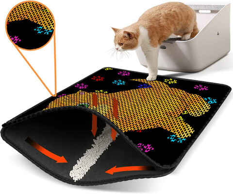 Covoras litiera pentru colectarea granulelor de nisip, Paws & Whiskers, Nrszn0101, 50% PVC/50% poliester, Multicolor