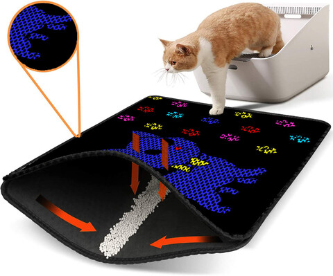 Covoras litiera pentru colectarea granulelor de nisip, Paws & Whiskers, Nrszn0103, 50% PVC/50% poliester, Multicolor