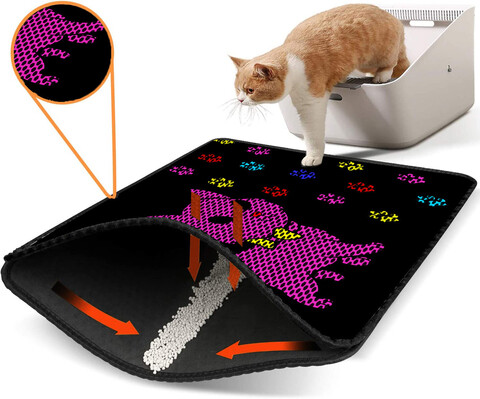 Covoras litiera pentru colectarea granulelor de nisip, Paws & Whiskers, Nrszn0104, 50% PVC/50% poliester, Multicolor