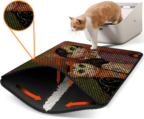 Covoras litiera pentru colectarea granulelor de nisip, Paws & Whiskers, Nrszn0106, 50% PVC/50% poliester, Multicolor