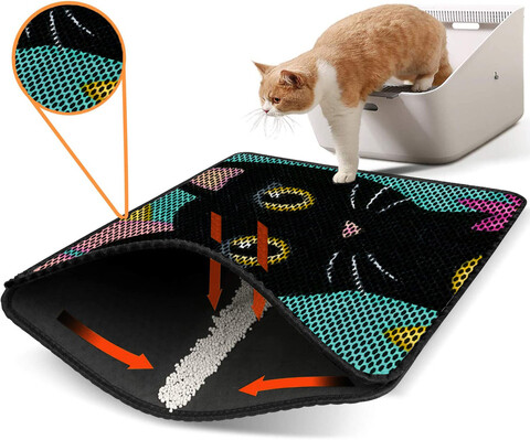 Covoras litiera pentru colectarea granulelor de nisip, Paws & Whiskers, Nrszn0109, 50% PVC/50% poliester, Multicolor