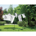 Uscator de rufe rotativ cu 4 brate + cu suport fixare pamant, Brabantia, Essential Metallic, 40 m capacitate de uscare, otel, gri