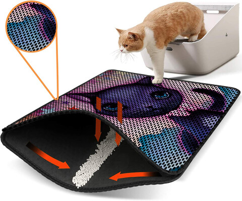 Covoras litiera pentru colectarea granulelor de nisip, Paws & Whiskers, Nrszn0112, 50% PVC/50% poliester, Multicolor