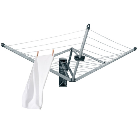 Uscator rufe cu montare pe perete + husa de protectie, Brabantia, WallFix, 24 m capacitate de uscare, cu fixare pe perete, otel, gri metalizat