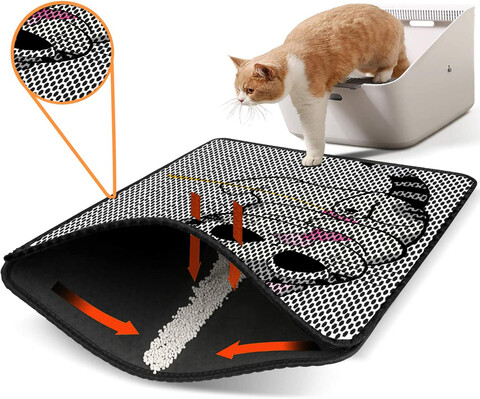 Covoras litiera pentru colectarea granulelor de nisip, Paws & Whiskers, Nrszn0138, 50% PVC/50% poliester, Multicolor