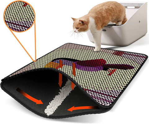 Covoras litiera pentru colectarea granulelor de nisip, Paws & Whiskers, Nrszn0139, 50% PVC/50% poliester, Multicolor