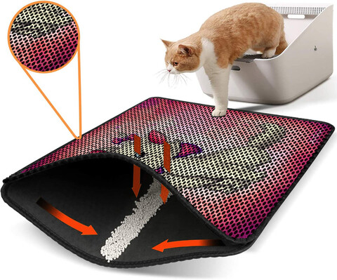 Covoras litiera pentru colectarea granulelor de nisip, Paws & Whiskers, Nrszn0143, 50% PVC/50% poliester, Multicolor