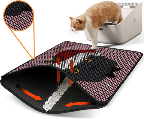 Covoras litiera pentru colectarea granulelor de nisip, Paws & Whiskers, Nrszn0147, 50% PVC/50% poliester, Multicolor