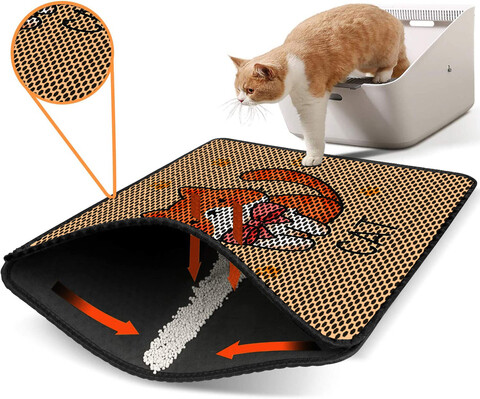 Covoras litiera pentru colectarea granulelor de nisip, Paws & Whiskers, Nrszn0148, 50% PVC/50% poliester, Multicolor