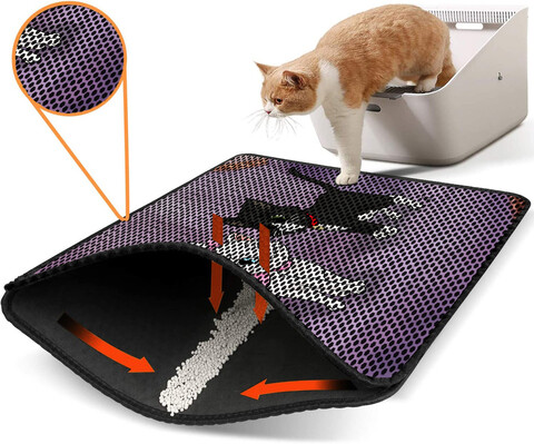 Covoras litiera pentru colectarea granulelor de nisip, Paws & Whiskers, Nrszn0149, 50% PVC/50% poliester, Multicolor