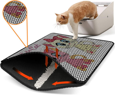 Covoras litiera pentru colectarea granulelor de nisip, Paws & Whiskers, Nrszn0155, 50% PVC/50% poliester, Multicolor