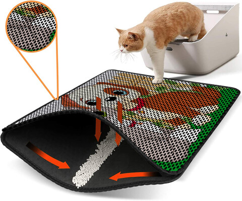 Covoras litiera pentru colectarea granulelor de nisip, Paws & Whiskers, Nrszn0157, 50% PVC/50% poliester, Multicolor