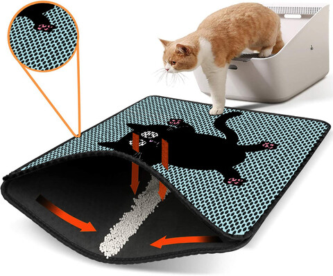 Covoras litiera pentru colectarea granulelor de nisip, Paws & Whiskers, Nrszn0158, 50% PVC/50% poliester, Multicolor