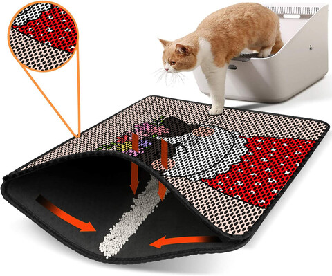 Covoras litiera pentru colectarea granulelor de nisip, Paws & Whiskers, Nrszn0160, 50% PVC/50% poliester, Multicolor