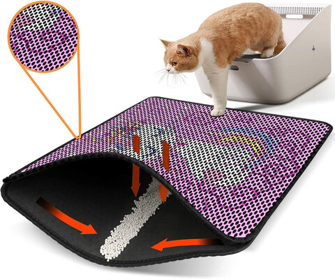 Covoras litiera pentru colectarea granulelor de nisip, Paws & Whiskers, Nrszn0161, 50% PVC/50% poliester, Multicolor