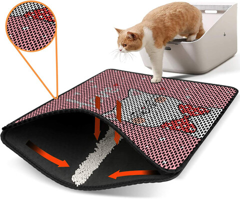 Covoras litiera pentru colectarea granulelor de nisip, Paws & Whiskers, Nrszn0163, 50% PVC/50% poliester, Multicolor