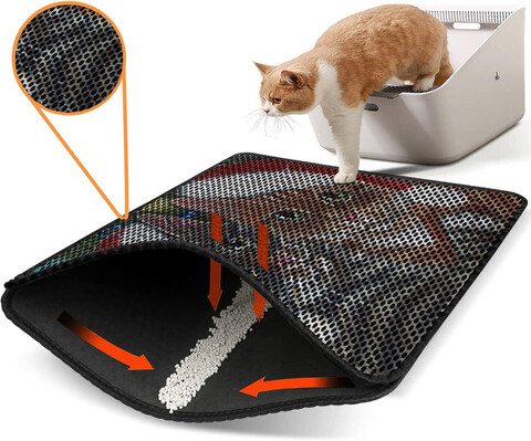 Covoras litiera pentru colectarea granulelor de nisip, Paws & Whiskers, Nrszn0165, 50% PVC/50% poliester, Multicolor