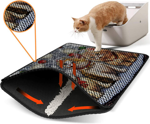 Covoras litiera pentru colectarea granulelor de nisip, Paws & Whiskers, Nrszn0172, 50% PVC/50% poliester, Multicolor