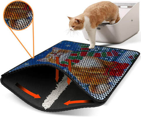 Covoras litiera pentru colectarea granulelor de nisip, Paws & Whiskers, Nrszn0176, 50% PVC/50% poliester, Multicolor