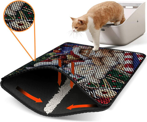 Covoras litiera pentru colectarea granulelor de nisip, Paws & Whiskers, Nrszn0177, 50% PVC/50% poliester, Multicolor