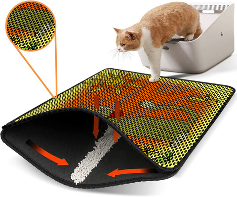 Covoras litiera pentru colectarea granulelor de nisip, Paws & Whiskers, Nrszn0183, 50% PVC/50% poliester, Multicolor