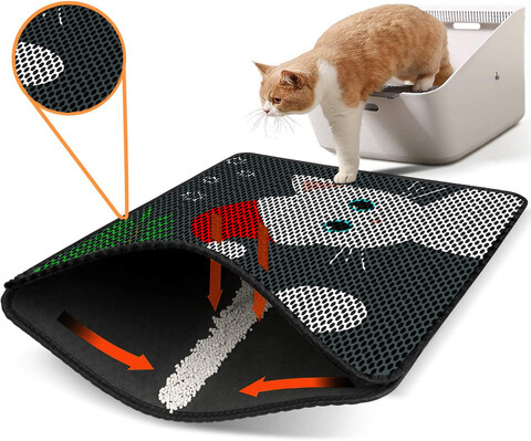 Covoras litiera pentru colectarea granulelor de nisip, Paws & Whiskers, Nrszn0185, 50% PVC/50% poliester, Multicolor