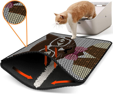 Covoras litiera pentru colectarea granulelor de nisip, Paws & Whiskers, Nrszn0187, 50% PVC/50% poliester, Multicolor