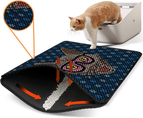 Covoras litiera pentru colectarea granulelor de nisip, Paws & Whiskers, Nrszn0188, 50% PVC/50% poliester, Multicolor