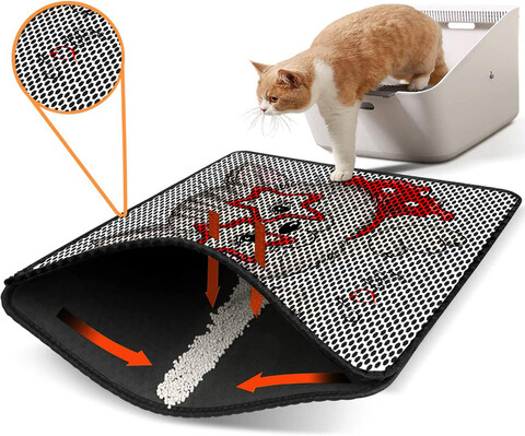 Covoras litiera pentru colectarea granulelor de nisip, Paws & Whiskers, Nrszn0190, 50% PVC/50% poliester, Multicolor