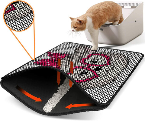 Covoras litiera pentru colectarea granulelor de nisip, Paws & Whiskers, Nrszn0191, 50% PVC/50% poliester, Multicolor