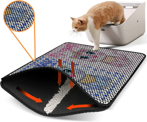 Covoras litiera pentru colectarea granulelor de nisip, Paws & Whiskers, Nrszn0197, 50% PVC/50% poliester, Multicolor