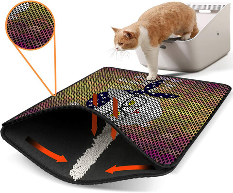 Covoras litiera pentru colectarea granulelor de nisip, Paws & Whiskers, Nrszn0198, 50% PVC/50% poliester, Multicolor