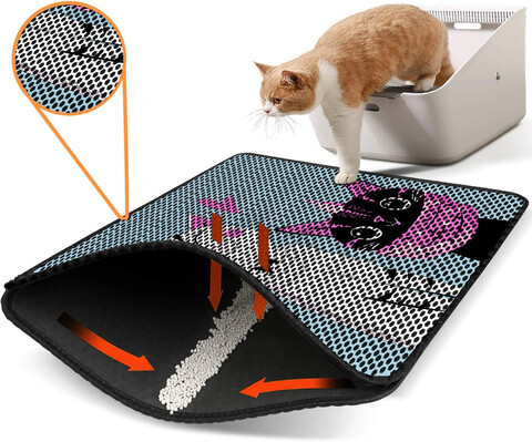 Covoras litiera pentru colectarea granulelor de nisip, Paws & Whiskers, Nrszn0204, 50% PVC/50% poliester, Multicolor