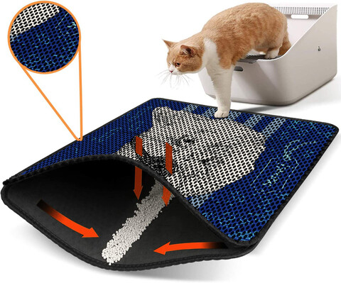 Covoras litiera pentru colectarea granulelor de nisip, Paws & Whiskers, Nrszn0206, 50% PVC/50% poliester, Multicolor