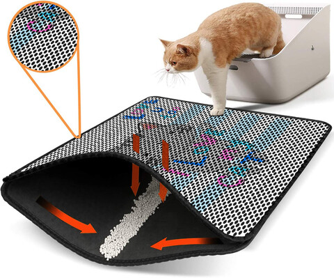 Covoras litiera pentru colectarea granulelor de nisip, Paws & Whiskers, Nrszn0209, 50% PVC/50% poliester, Multicolor