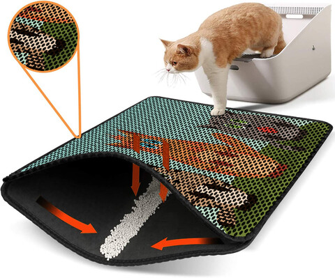 Covoras litiera pentru colectarea granulelor de nisip, Paws & Whiskers, Nrszn0211, 50% PVC/50% poliester, Multicolor