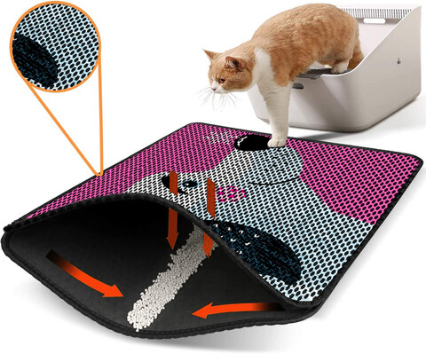 Covoras litiera pentru colectarea granulelor de nisip, Paws & Whiskers, Nrszn0212, 50% PVC/50% poliester, Multicolor