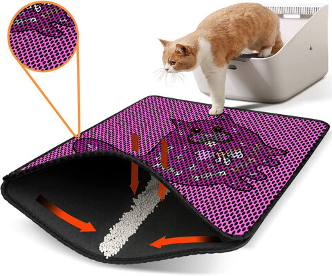 Covoras litiera pentru colectarea granulelor de nisip, Paws & Whiskers, Nrszn0214, 50% PVC/50% poliester, Multicolor