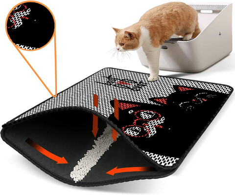 Covoras litiera pentru colectarea granulelor de nisip, Paws & Whiskers, Nrszn0215, 50% PVC/50% poliester, Multicolor