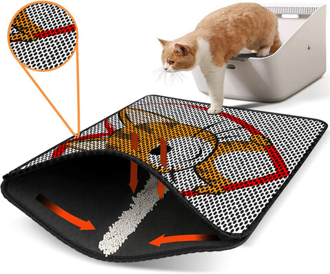 Covoras litiera pentru colectarea granulelor de nisip, Paws & Whiskers, Nrszn0216, 50% PVC/50% poliester, Multicolor