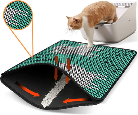 Covoras litiera pentru colectarea granulelor de nisip, Paws & Whiskers, Nrszn0217, 50% PVC/50% poliester, Multicolor