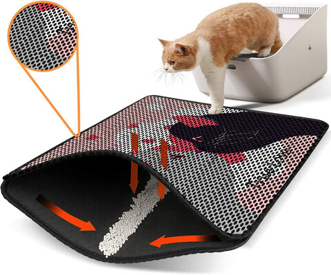 Covoras litiera pentru colectarea granulelor de nisip, Paws & Whiskers, Nrszn0218, 50% PVC/50% poliester, Multicolor