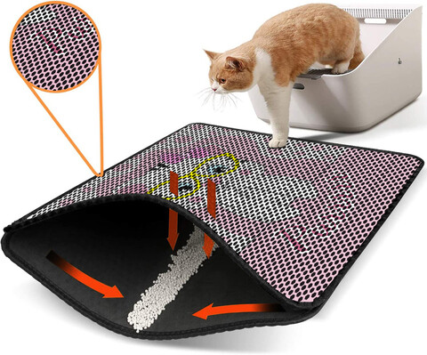 Covoras litiera pentru colectarea granulelor de nisip, Paws & Whiskers, Nrszn0219, 50% PVC/50% poliester, Multicolor