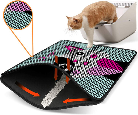 Covoras litiera pentru colectarea granulelor de nisip, Paws & Whiskers, Nrszn0221, 50% PVC/50% poliester, Multicolor